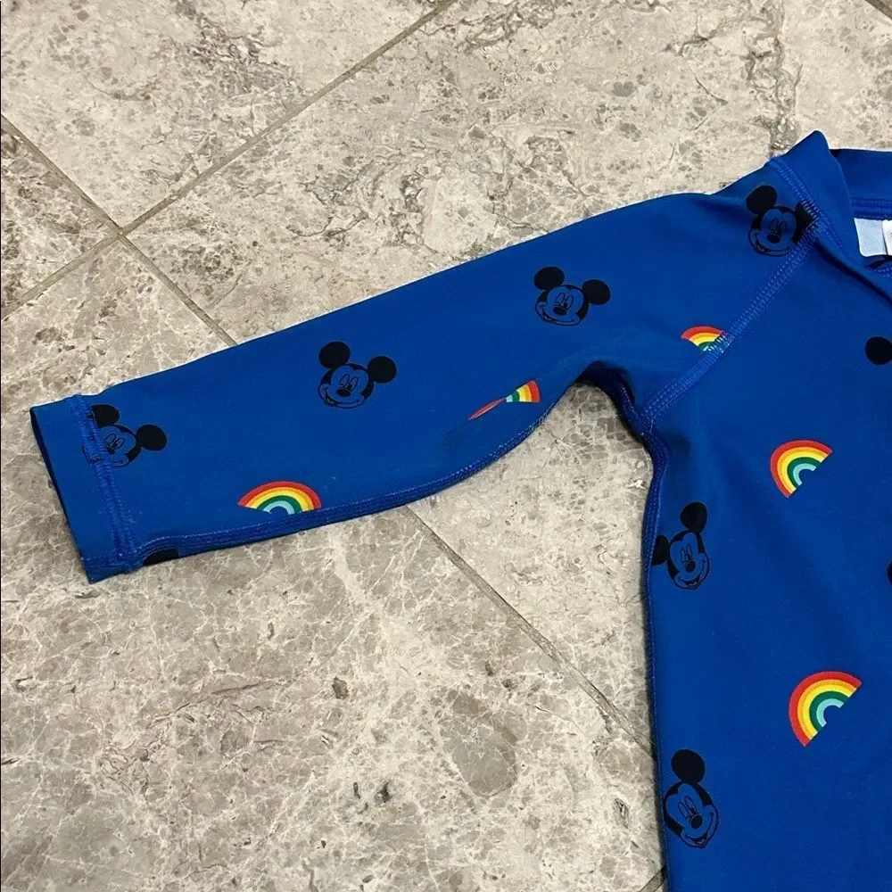 Hanna Andersson Mickey Mouse Disney Rainbow Rashguard 1pc Swimsuit Sz 75 12-18M